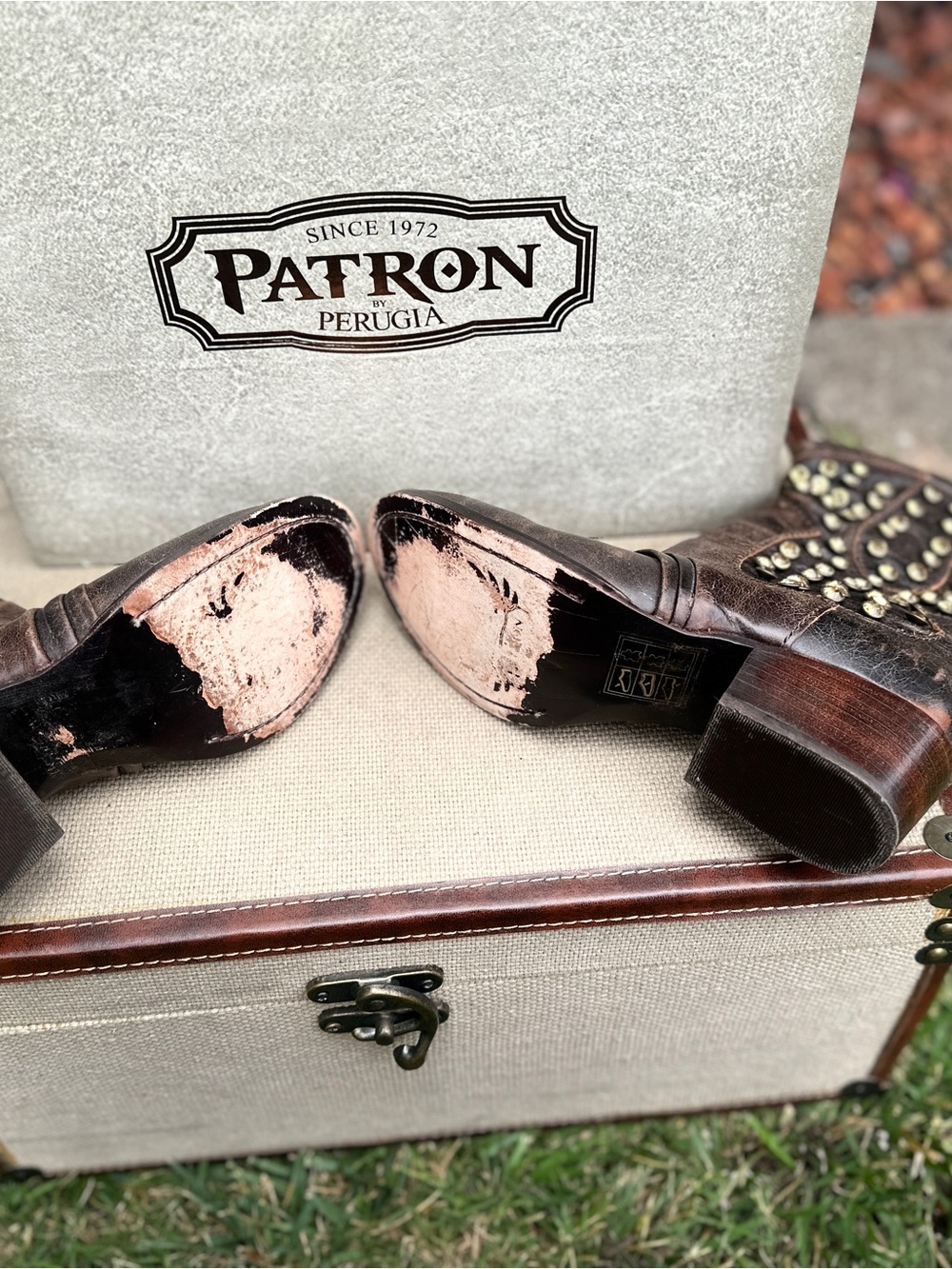 Patrón Studded Brown Leather Western Boots - Picture 12 of 15